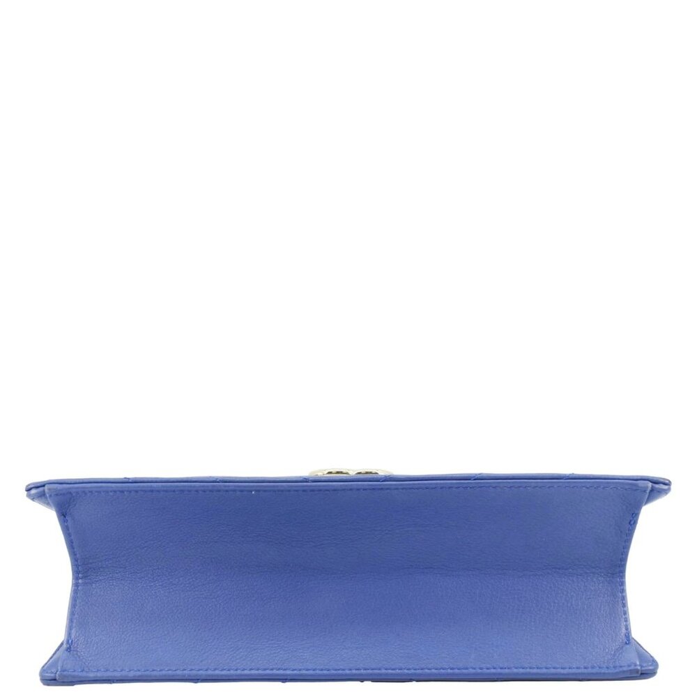 Chanel Coco Envelope Flap Quilted Chevron Leather Crossbody Bag Blue - Picture 10 of 13